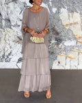 Women's Fashion Temperament Crew Neck Batwing Sleeve Dress null