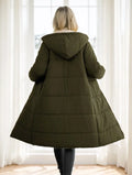 Women's Winter Long Sleeve Zip Up Hooded Cotton Padded Coat Lady T Fashions