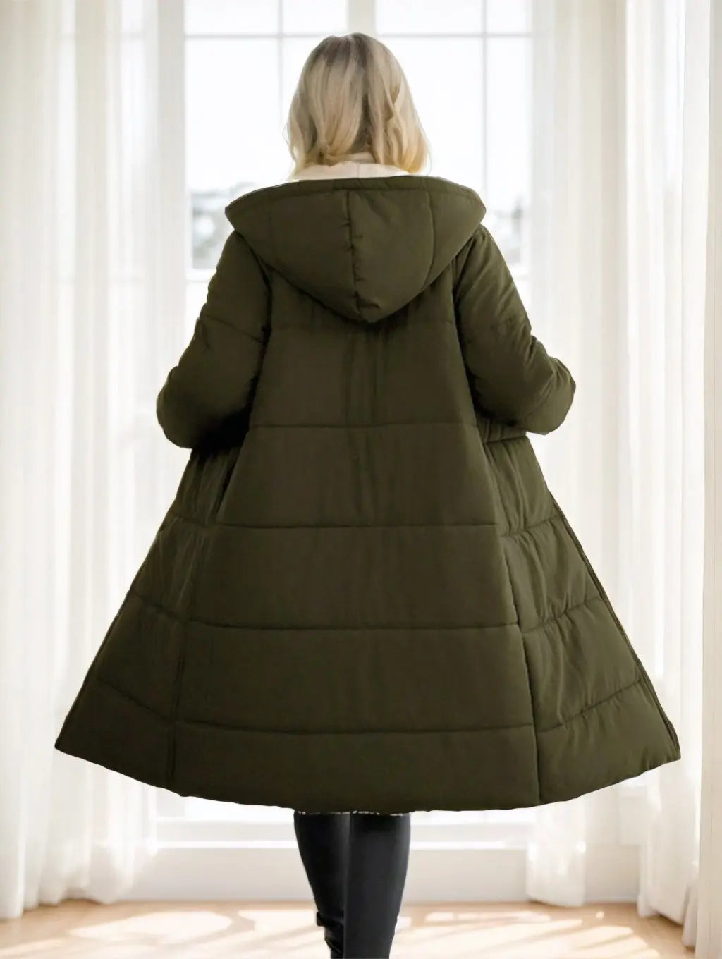 Women's Winter Long Sleeve Zip Up Hooded Cotton Padded Coat Lady T Fashions