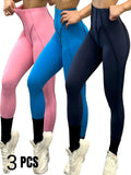 3 Pack Women's Quick Dry High Waist Tummy Control Yoga Pants Workout Leggings With Side Pockets Lady T Fashions