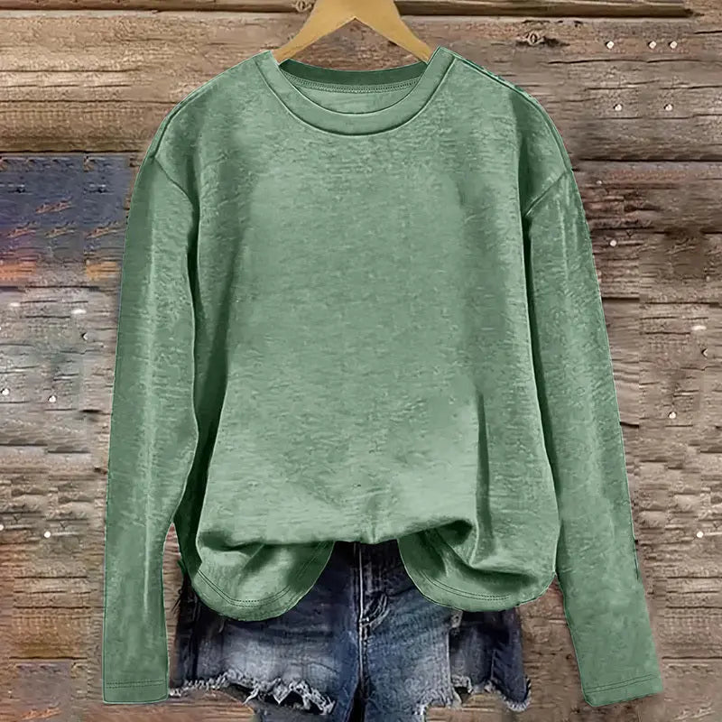 3 Pack Women's Solid Color Casual Set Round Neck Long Sleeve Tops For Spring&Fall Lady T Fashions
