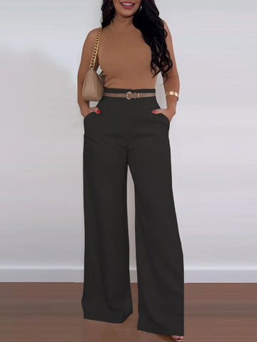 Elegant Straight-leg Trousers, Versatile Wide-leg Trousers Lady T Fashions