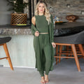 Women's Knitted Slim-fit Temperament Vest And Trousers Sports Suit Lady T Fashions