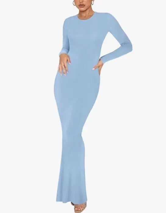 Women's Elegant Slim-fit Short-sleeved Round Neck Dress Lady T Fashions