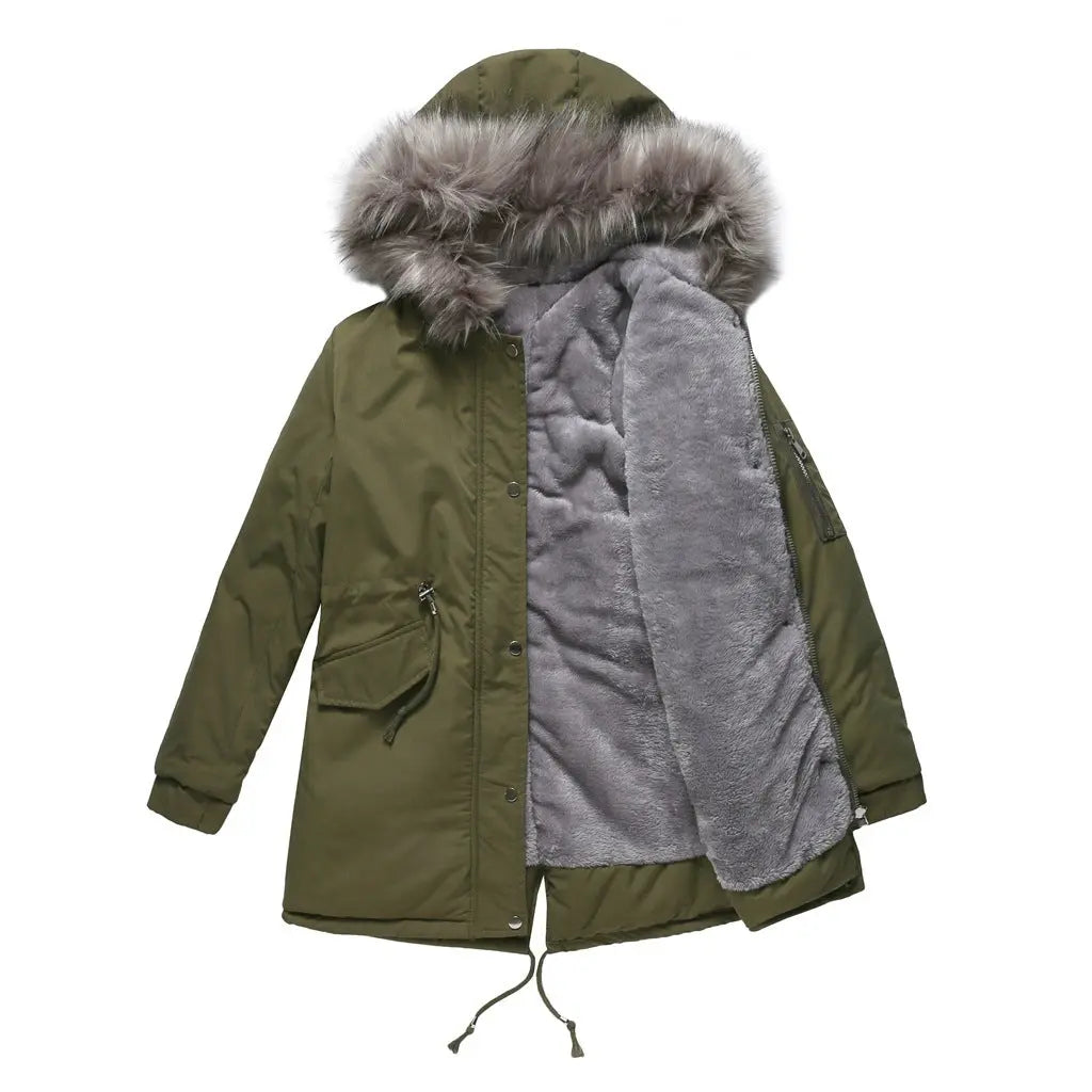 Parka Cotton-padded Coat Mid-length Hooded Lady T Fashions