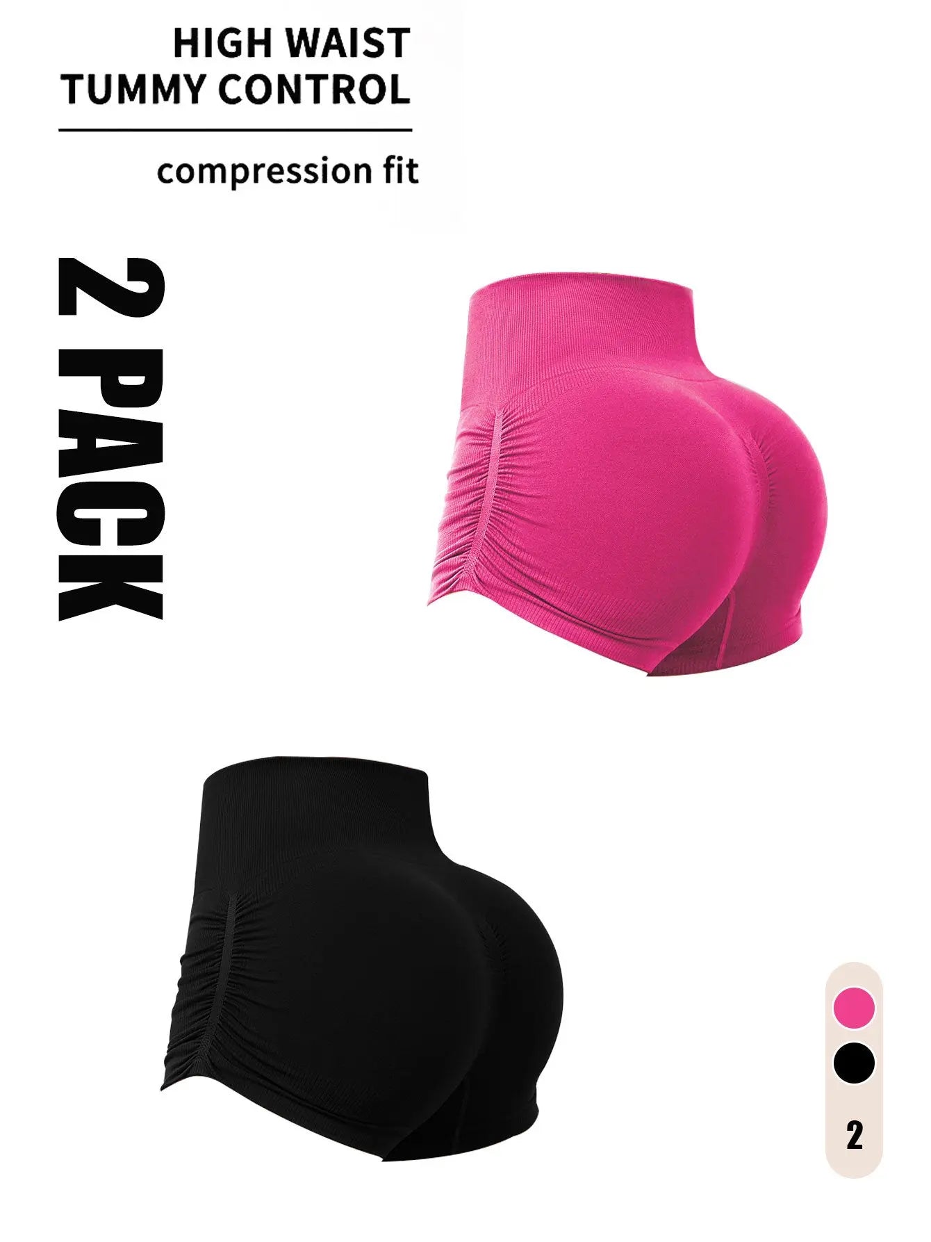 2 Pack Gym Shorts Women, Seamless Yoga Workout Shorts, High-Waisted Scrunch Butt Booty Lifting Athletic Running Shorts Lady T Fashions