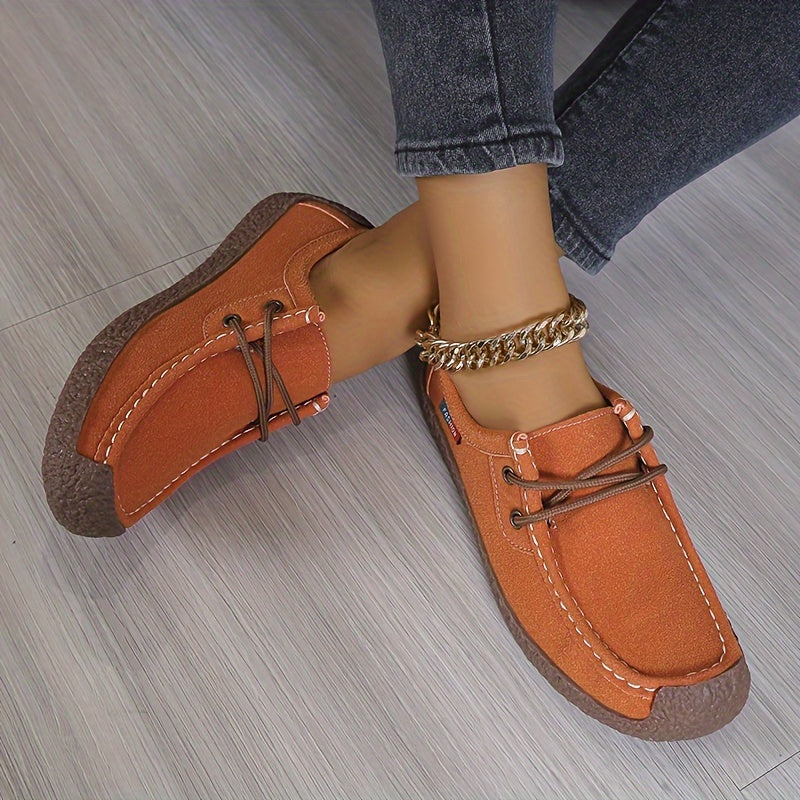 Women's Flat Loafers, Comfy Lace Up Soft Sole Flat Shoes, Casual Non Slip Walking Shoes Lady T Fashions