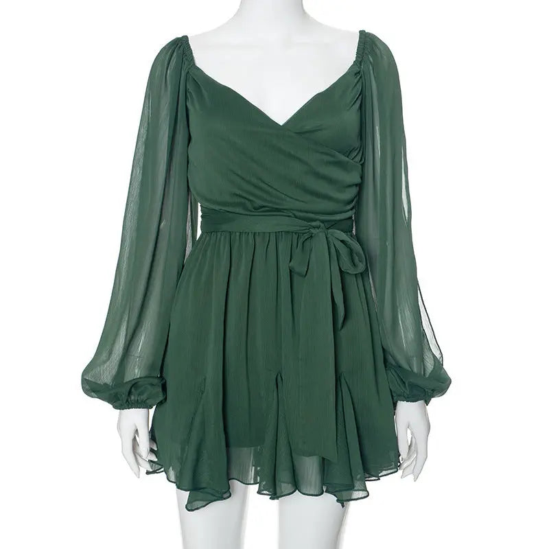 Women's Solid Color Slim Fit Short Dress Lady T Fashions