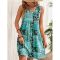 Women's Summer Dress Sleeveless Floral Boho Sundress Swimsuit Coverup Casual Loose Beach Vacation Tank Dresses Lady T Fashions