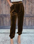 Women's Solid Color Straight Pants With Elastic Waist And Casual Cuffs Lady T Fashions