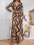 Women's New Dress With Waist Cinching And Tie Up, Long Stretch, Comfortable And Fashionable Dress Lady T Fashions