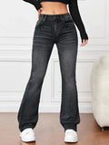 Denim High Waist Loose And Slimming Bootcut Trousers Lady T Fashions