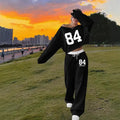 European And American Loose Casual Print Trousers Sweater Suit Lady T Fashions