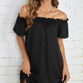 Ladies' Fashion Off Shoulder Ruffle Solid Color Decorative One Shoulder Casual Dress Lady T Fashions