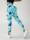 2 Pack New Style Hollow-Out Tie-Dye High-Waisted Tummy-Control Yoga Pants Lady T Fashions