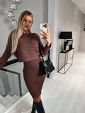 Fashion Solid Color Two-piece Set Woolen Skirt Lady T Fashions