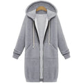 Hooded Long Sleeve Sweater Fleece Long Jacket Lady T Fashions
