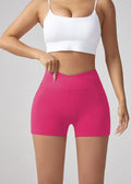 V-waist Stretch Yoga Workwear, Pocket Button Tight Pants, Women's Peach Hip Running And Fitness Shorts Lady T Fashions