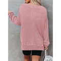 Womens Waffle Knit Crewneck Sweatshirts Long Sleeve Side Slits Casual Pullover Sweatshirt Tops Lady T Fashions