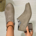 Chunky Heel Round Toe Ankle Boots With Side Zipper Design Fashion Fall Winter Short Boots For Women Shoes Lady T Fashions