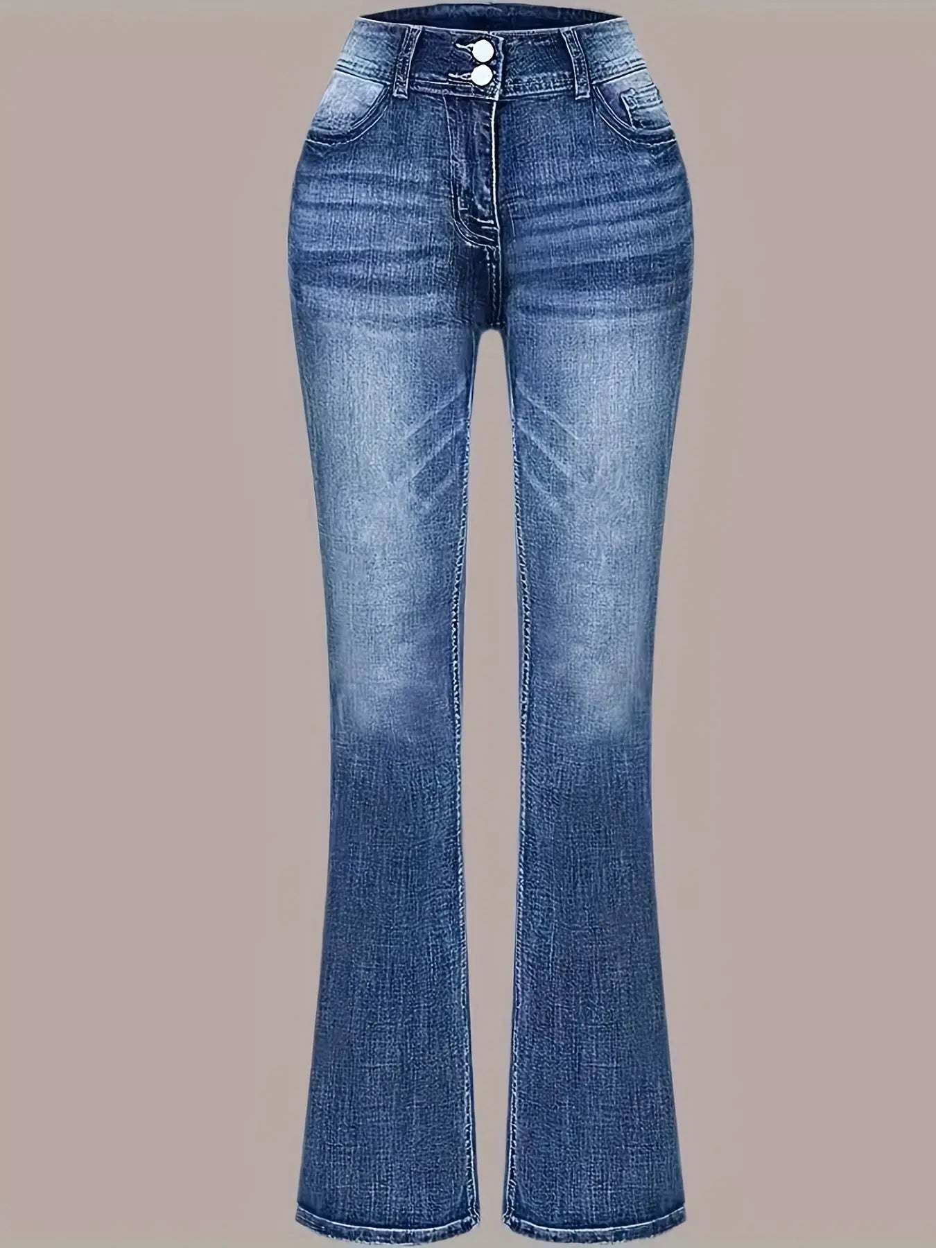 Women's Versatile And Fashionable Stretch Denim Bell Bottoms, Retro Street Style, Comfortable Embroidered Casual Jeans, Suitable For Daily Wear Lady T Fashions