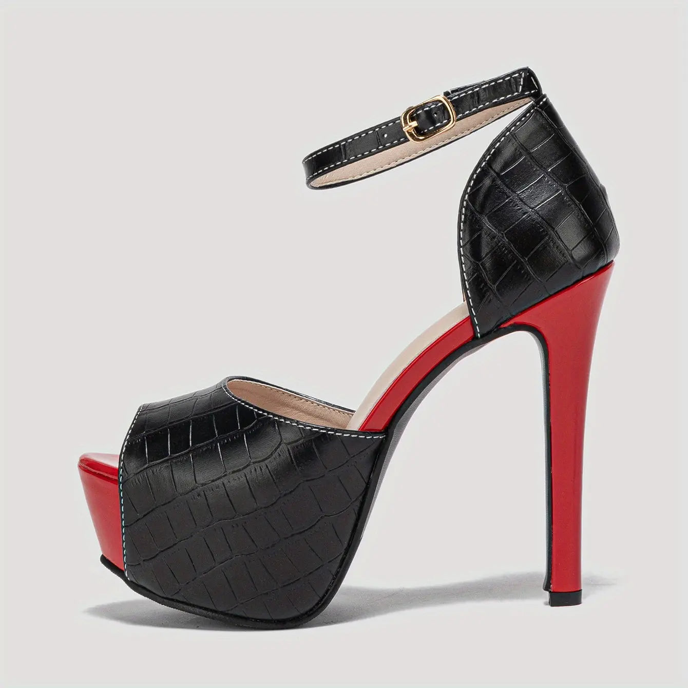 Women's Stiletto Heeled Sandals, Peep Toe Buckle Strap Platform Shoes, Women's Fashion Pumps Lady T Fashions