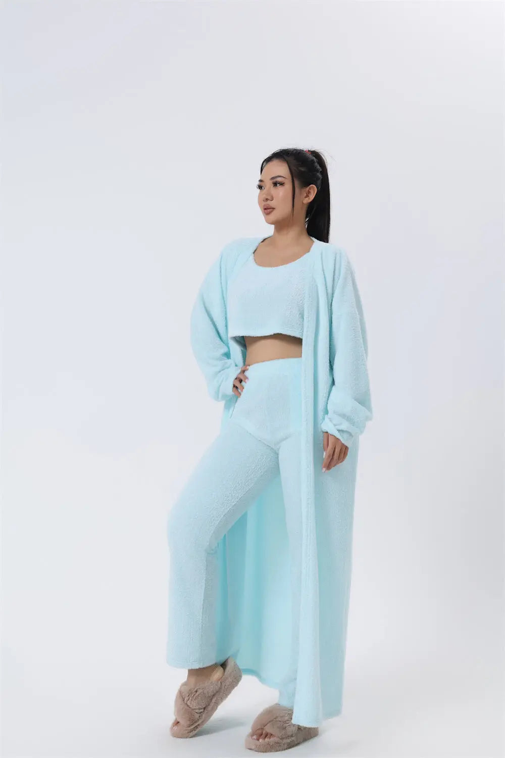 Cozy Pajama Set, 3 Piece Lounge Set, Cute Loungewear, Warm Suit Sets, Matching Set, Lounge Set, 3 Piece Pant Sets, Women Winter Dress Lady T Fashions