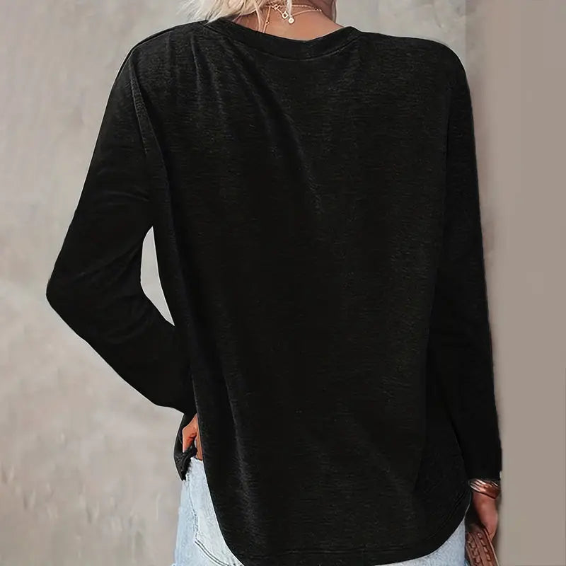3 Pack Women's Solid Color Casual Set Round Neck Long Sleeve Tops For Spring&Fall Lady T Fashions