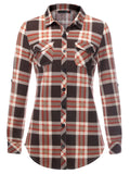 Plaid Pouch Button Cuff Comfort And Casual Printed Women's Shirt Lady T Fashions