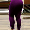 Ladies' Solid Color Fashionable High Waist Sexy Slim Fit With Eyelets Versatile Pants Lady T Fashions