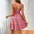 Women's Spaghetti Strap Sleeveless Smocked A-Line Swing Mini Dress, Elegant Casual Summer Dress Lady T Fashions