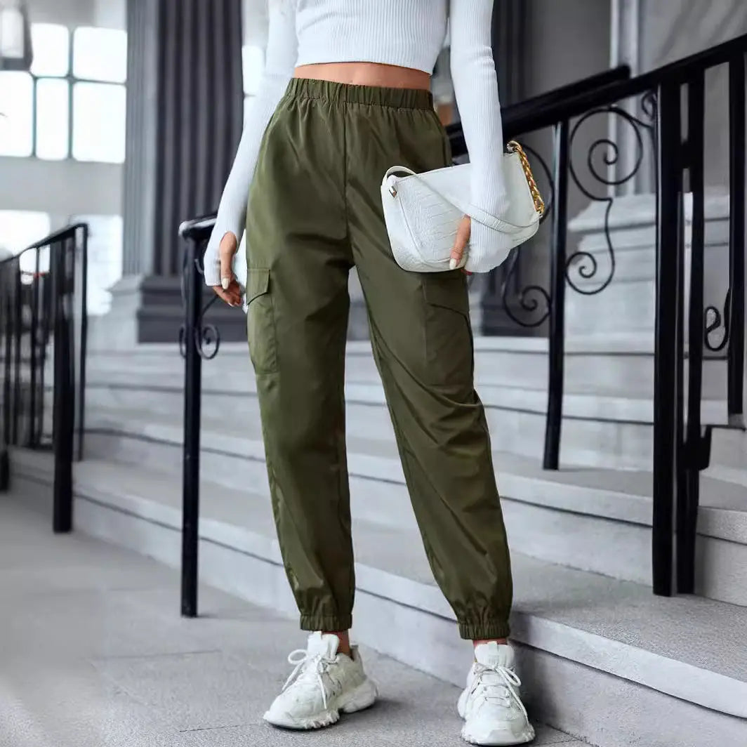 Multi-Color Casual Working Pants Multi-pocket Skinny Pants Lady T Fashions