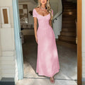 Women's Bohemian Backless Maxi Dress Flowy Ruffled Beach Dress With Adjustable Belt Summer Vacation Boho Dress For Casual Outings Lady T Fashions