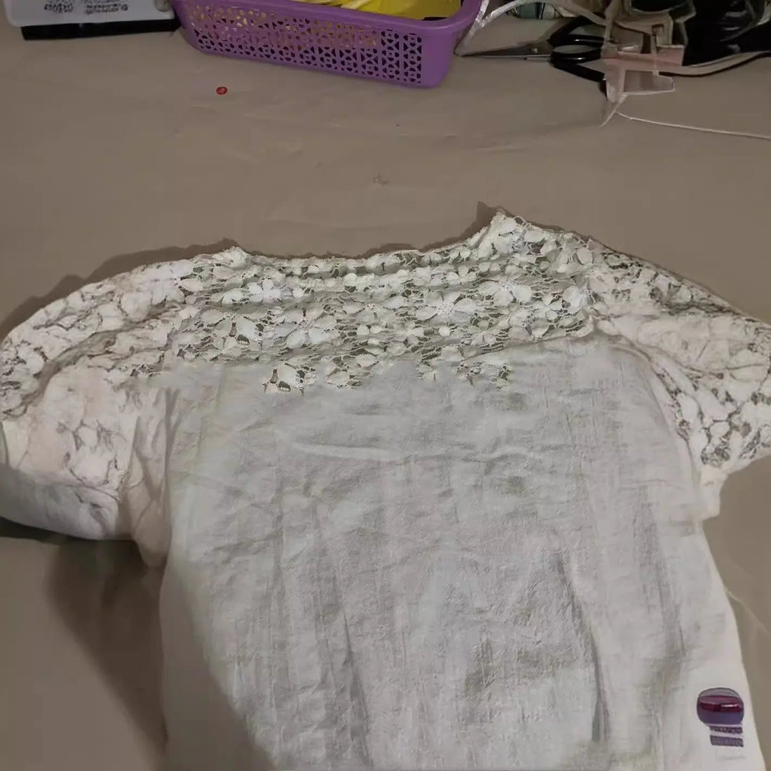 Cotton Lace Round Neck Half-length Sleeve Dress Lady T Fashions