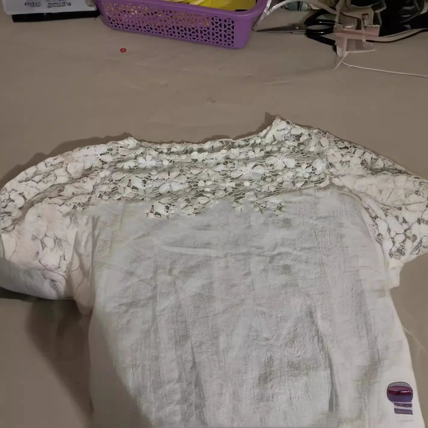 Cotton Lace Round Neck Half-length Sleeve Dress Lady T Fashions