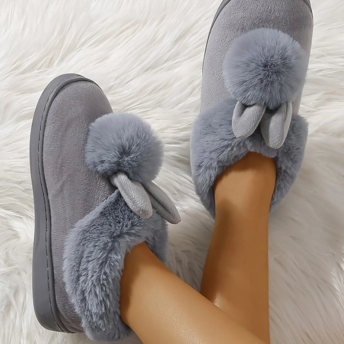 Cute Rabbit Plush Slippers - Soft, Warm, and Cozy Ladies Indoor Shoes for Home, Perfect for Relaxation and Lounging - Comfortable, Breathable, and Anti-Slip Sole Design Lady T Fashions