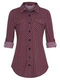 Plaid Pouch Button Cuff Comfort And Casual Printed Women's Shirt Lady T Fashions
