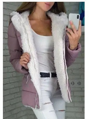Fleece-lined Cardigan Hooded Coat Cotton-padded Jacket Lady T Fashions