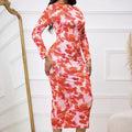 Ladies' Fashionable And Elegant Temperament Petal Print Autumn And Winter Long Sleeved Dress With Elegant Orientation Lady T Fashions