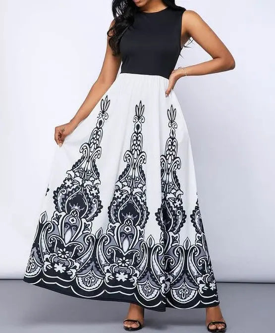 Ladies' Round Neck Printed A-list Fashionable Dress Lady T Fashions