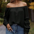 Women's New Solid Color One Shoulder Elastic Design Loose And Comfortable Shirt Top Lady T Fashions