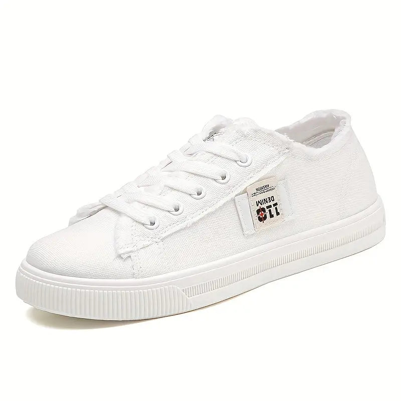 Versatile Women's Flat Canvas Low Top Lace Up Skate Shoes for Casual Walking Lady T Fashions