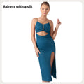 Women's Pure Color Halter Sleeveless Split Dress Lady T Fashions