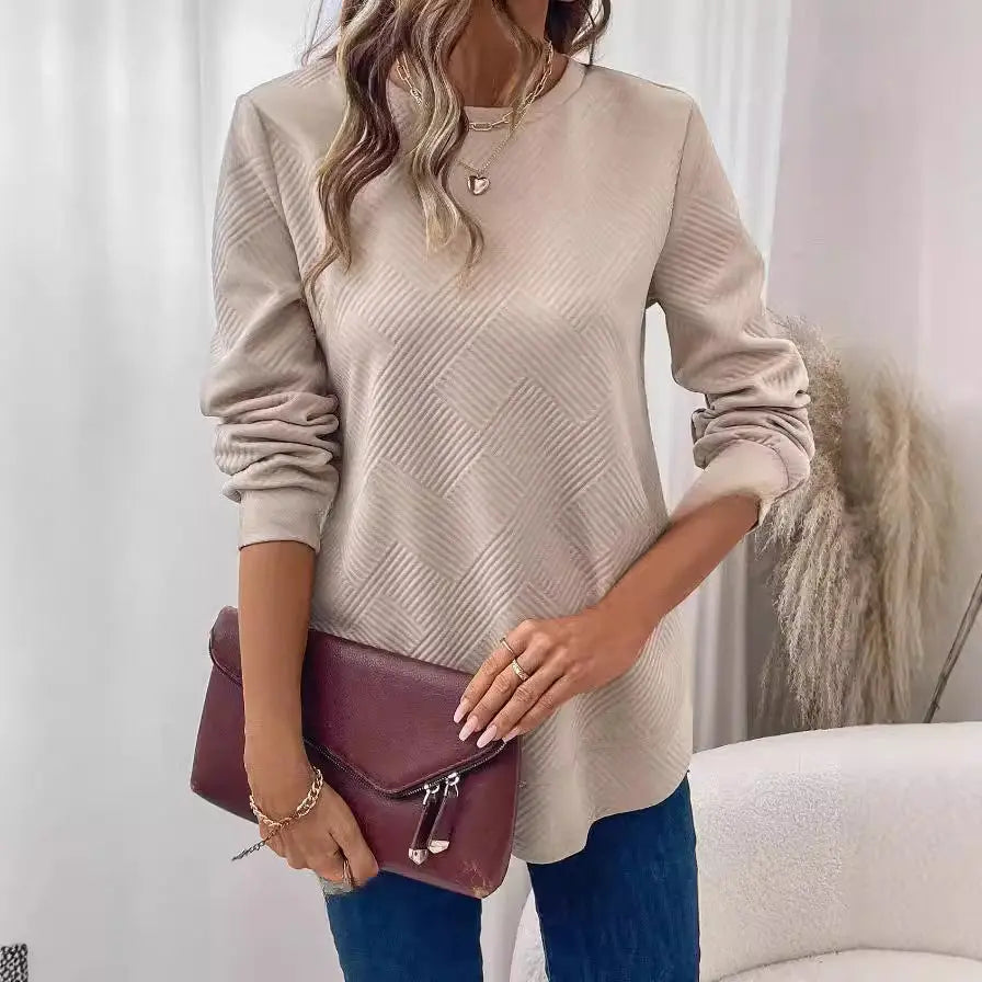 Women's Crew Neck Casual Long Sleeve Shirt Lady T Fashions