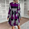 Women's Round Neck Long Sleeve Dress - Digital Print Casual Elegant Spring & Fall Dress Lady T Fashions