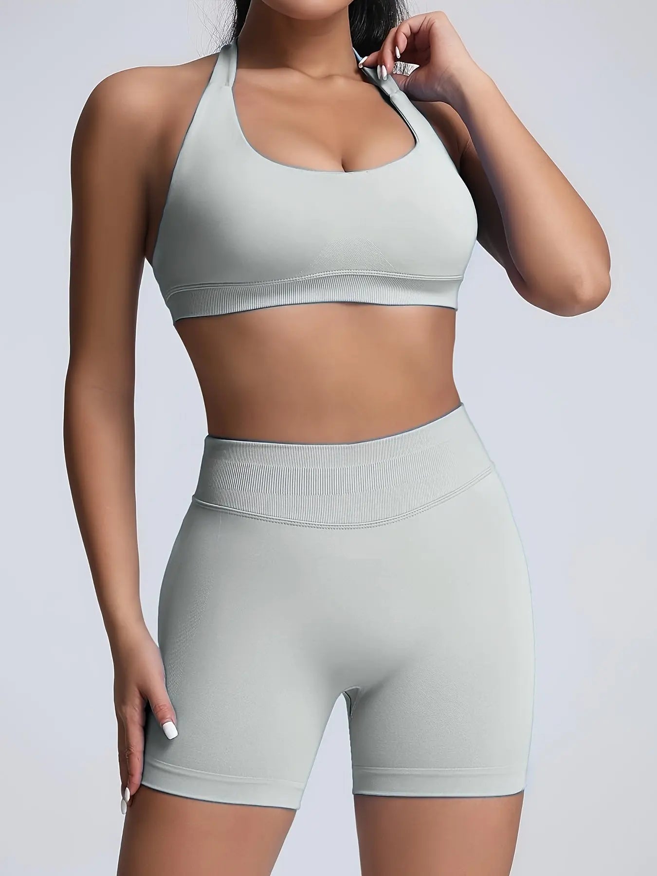 Women's Yoga Workout Set  Sports Bra High-Waist Shorts  Quick-Dry  Breathable Lady T Fashions