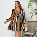 V-neck Lace-up Plus Size Dress Lady T Fashions