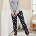 Cartoon Dog Print Pajama Set, Long Sleeve Crew Neck Top & Elastic Waistband Pants, Women's Sleepwear & Loungewear Lady T Fashions