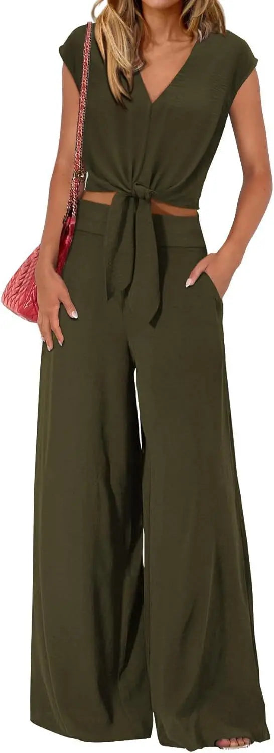 High Waist Slim-fit Wide-legged Pants Suit Lady T Fashions