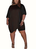 Plus Size Women 2 Piece Outfits Tracksuits Short Sleeve Slant Tops Bodycon Shorts Sets Lady T Fashions